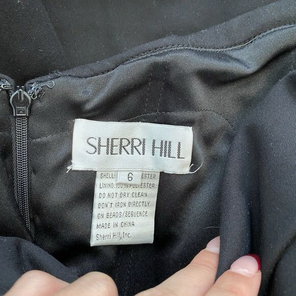 Sheri Hill Off The Shoulder Maxi Evening Gown Mermaid Bodycon Size 6 50824 Black - Picture 8 of 8